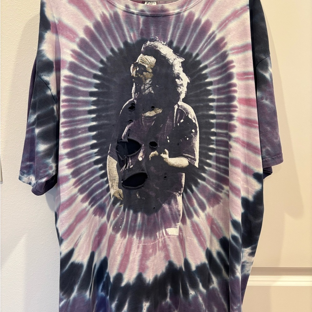 Vtg. ‘95 SunDog Tye Dyed Jerry Garcia “May The Four Winds…” Shirt 2XL - Thrashed